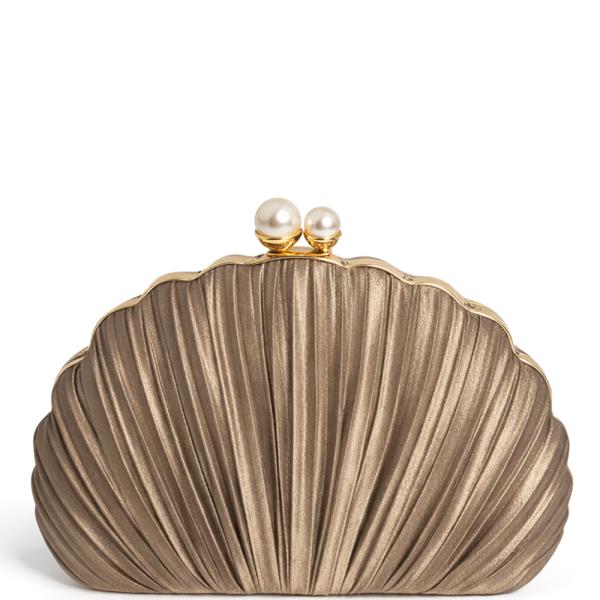 PLEATED SEASHELL SHAPED EVENING CLUTCH BAG