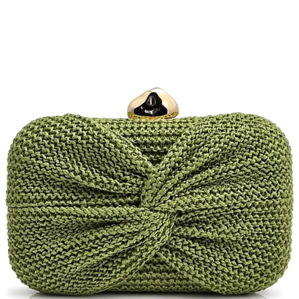 KNOT WOVEN TEXTURED DESIGN CLUTCH BAG