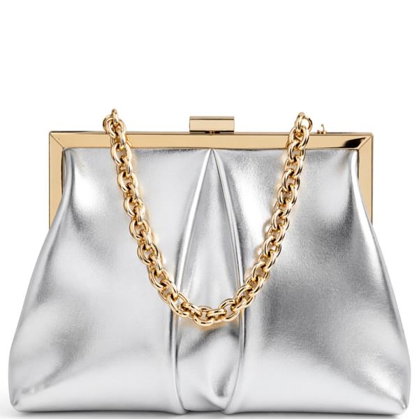 CHIC SMOOTH PLEATED CHAIN LINK EVENING BAG