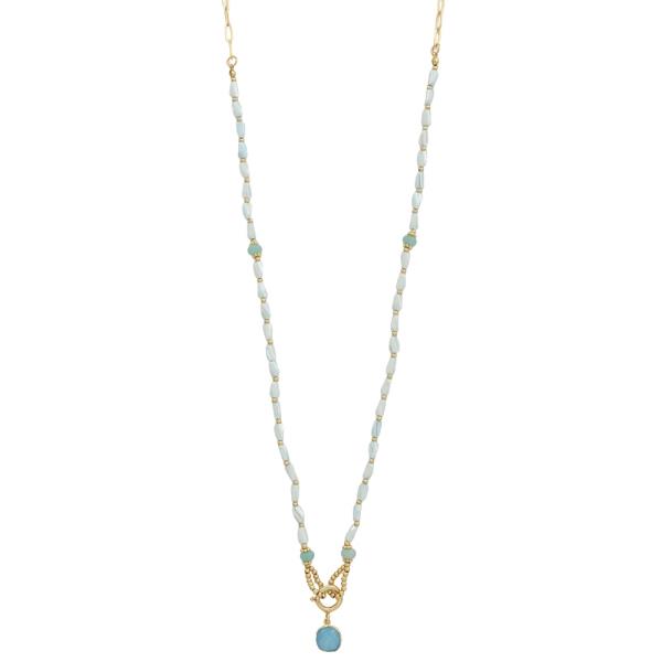 CHAIN BEAD GEMSTONE NECKLACE