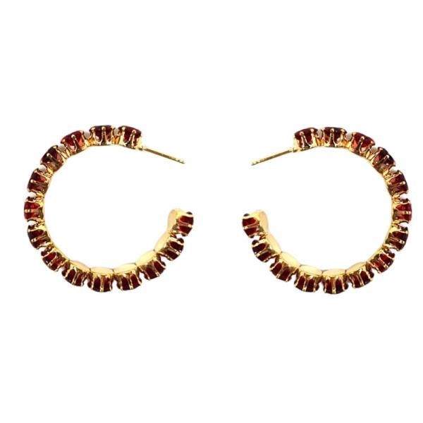 COLOR RHINESTONE C HOOP EARRING