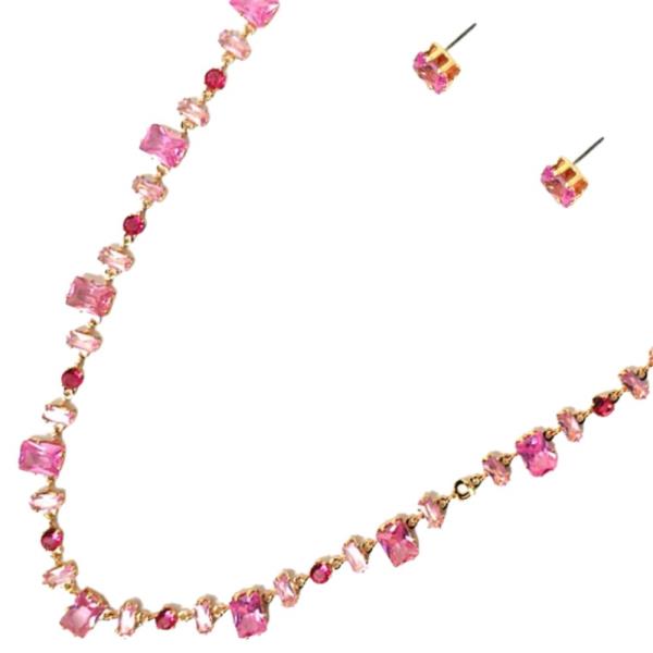 STONE W CHAIN EARRING SET