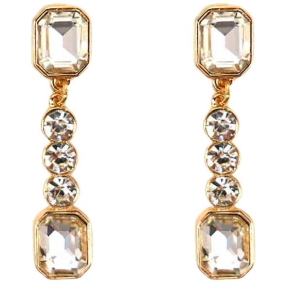 METAL RHINESTONE DANGLE EARRING
