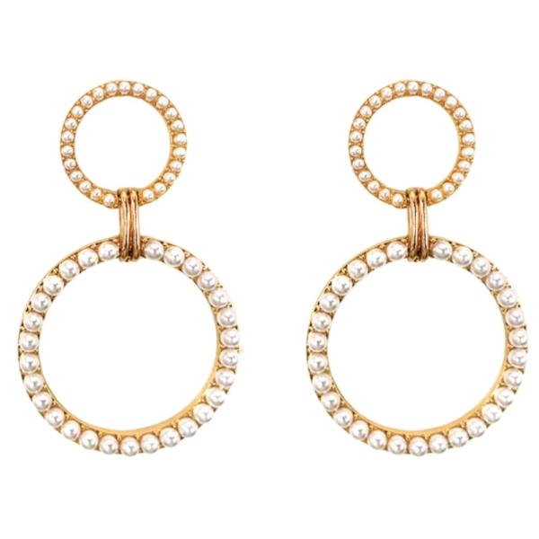 ROUND SHAPE W STONE DANGLE EARRING