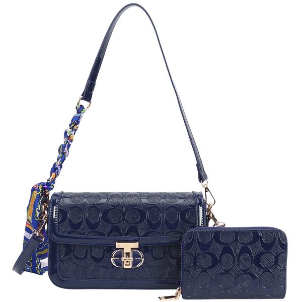 2IN1 OVAL DESIGN SHOULDER BAG W WALLET SET