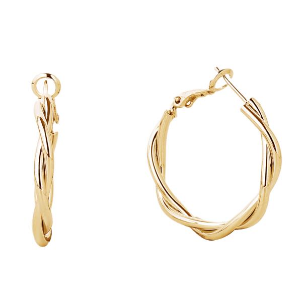 14K GOLD DIPPED WHITE GOLD DIPPED OMEGA CLOSURE HOOP EARRING