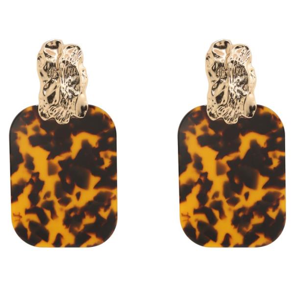 METAL RESIN RECTANGLE STUD EARRING