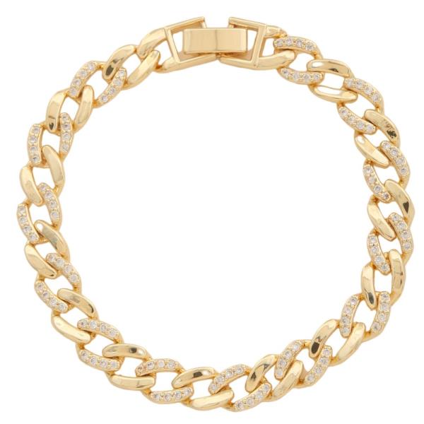 METAL RHINESTONE CHAIN BRACELET