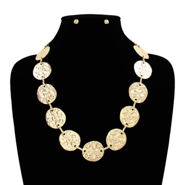 METAL DISC LINK STATEMENT NECKLACE