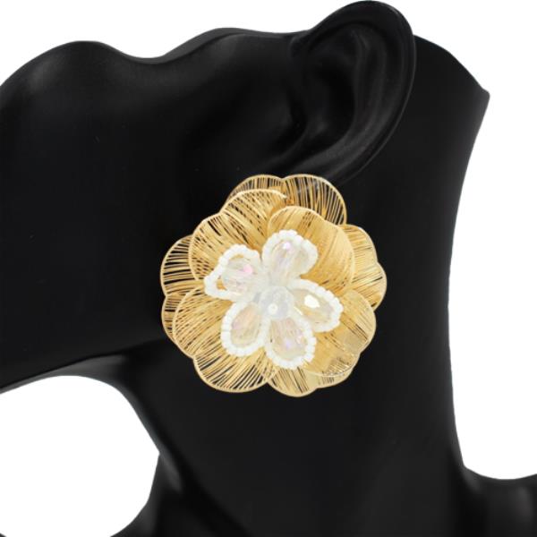 METAL FLOWER FILIGREE STATEMENT STUD EARRING
