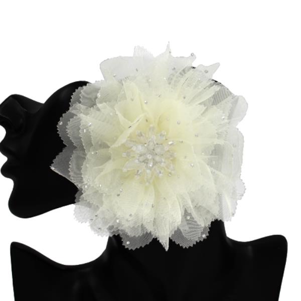 FABRIC FLOWER STATEMENT STUD EARRING