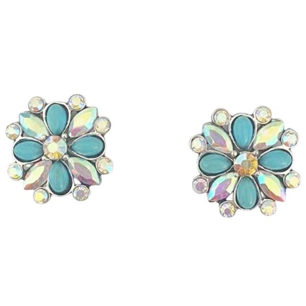 RHINESTONE FLOWER STUD EARRING