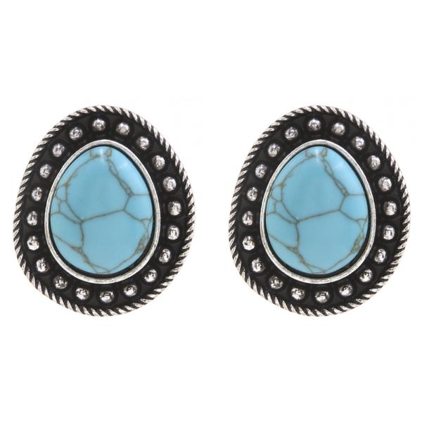 WESTERN OVAL TQ EARRING