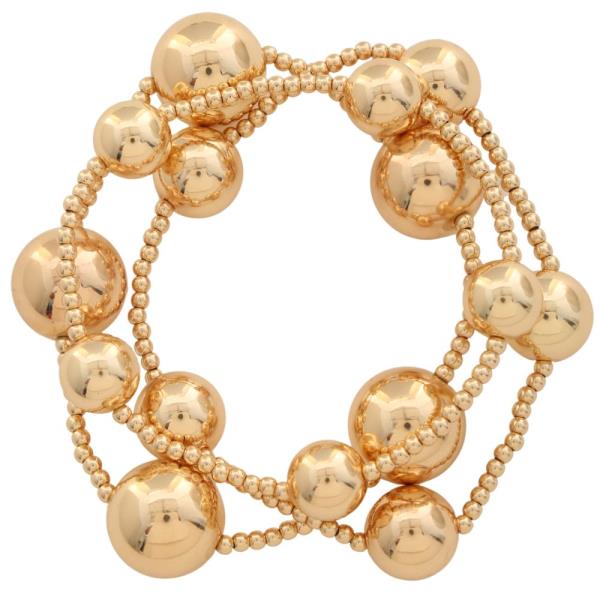 METAL BALL BEADED STRETCH BRACELET SET