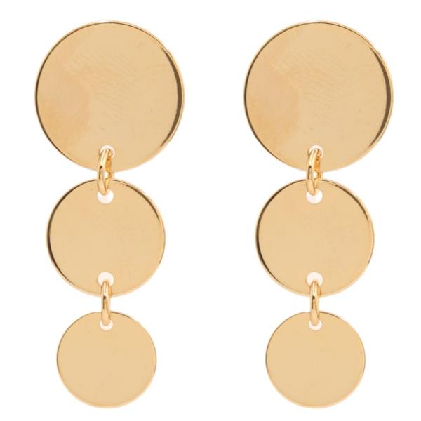 14K GOLD DIPPED METAL ROUND LINKED DROP EARRING
