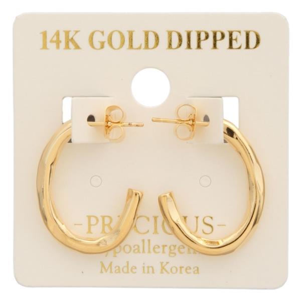14K GOLD DIPPED TEXTURED HOOP EARRING