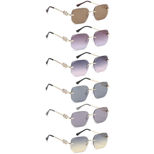 SQUARE RIMLESS DESIGN SUNGLASSES 1DZ