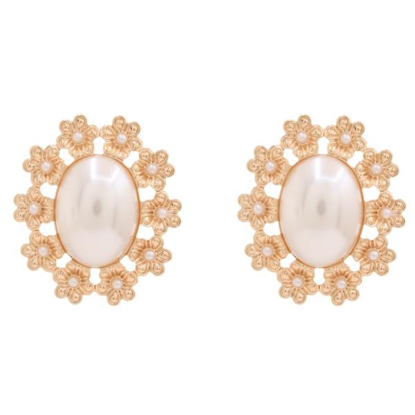 SDJ METAL PEARL FLOWER POST EARRING