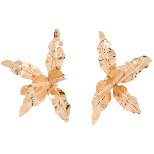 SDJ METAL TEXTURED HALF FLOWER STUD DROP EARRING