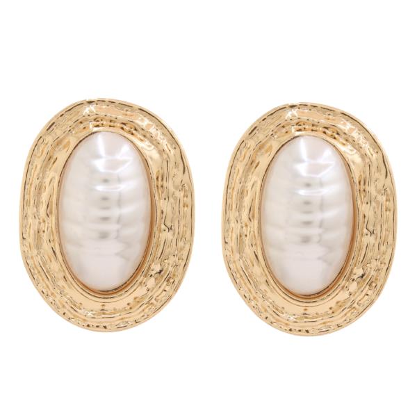 SDJ METAL OVAL FRAME STUD EARRING
