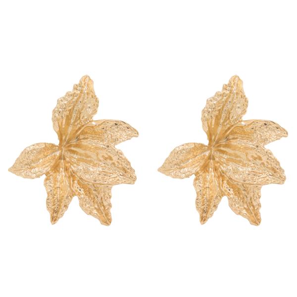 SDJ METAL TEXTURED LEAF STUD EARRING