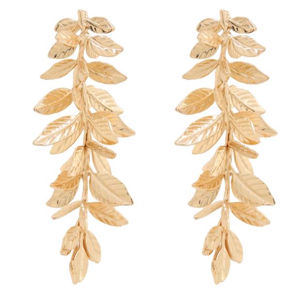 SDJ METAL LEAF TASSEL DROP DANGLE  EARRING