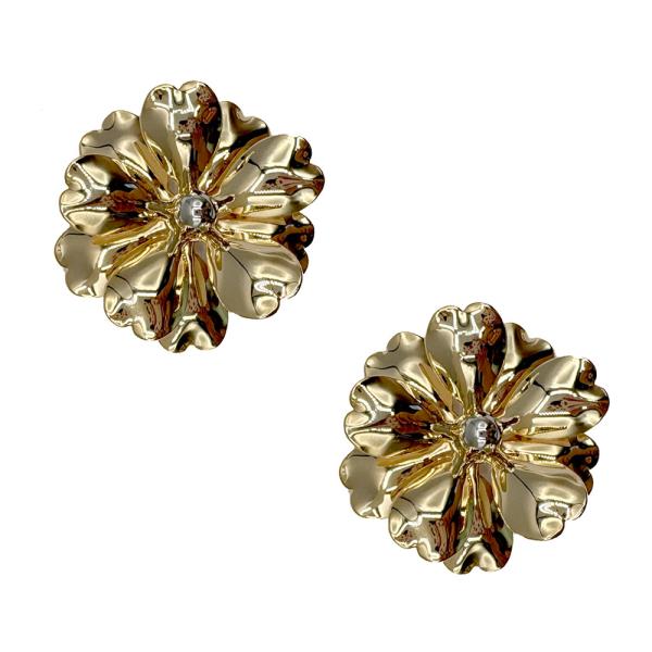 GOLD RHODIUM COMBO STATEMENT FLOWER EARRIING