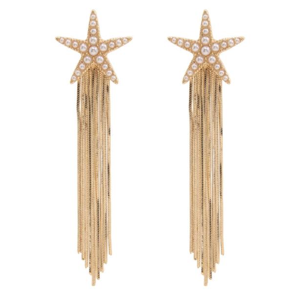 PEARL STARFISH CHAIN FRINDGE EARRING