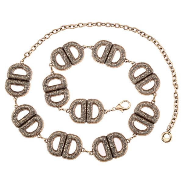 RHINESTONE METAL DOUBLE LINK CHAIN BELT
