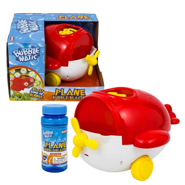 BUBBLEMATIC PLANE BUBBLE BLASTER MACHINE, 4 OZ BUBBLE SOLUTION