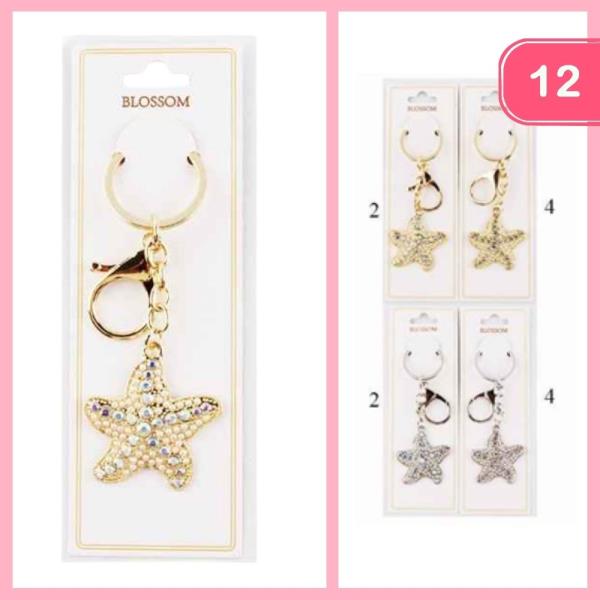 RHINESTONE STARFISH KEYCHIAN (12 UNITS)