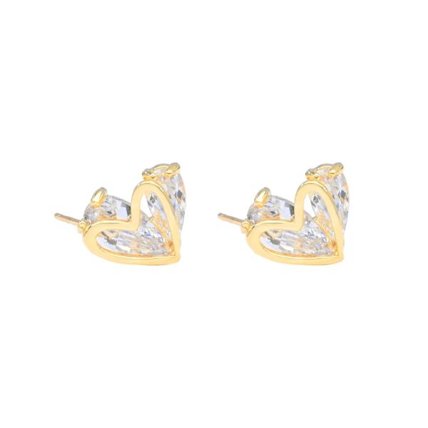 HEART CZ BRASS EARRING