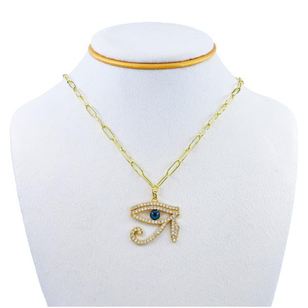 EVIL EYE/S.STEEL CLIP CHAIN NECKLACE