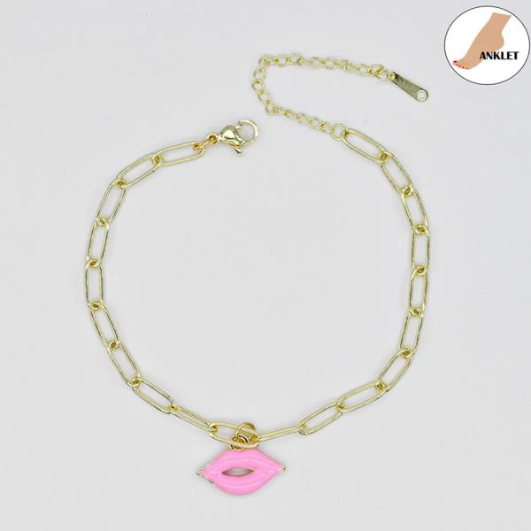 KISS LIP/S.STEEL CLIP CHAIN ANKLET
