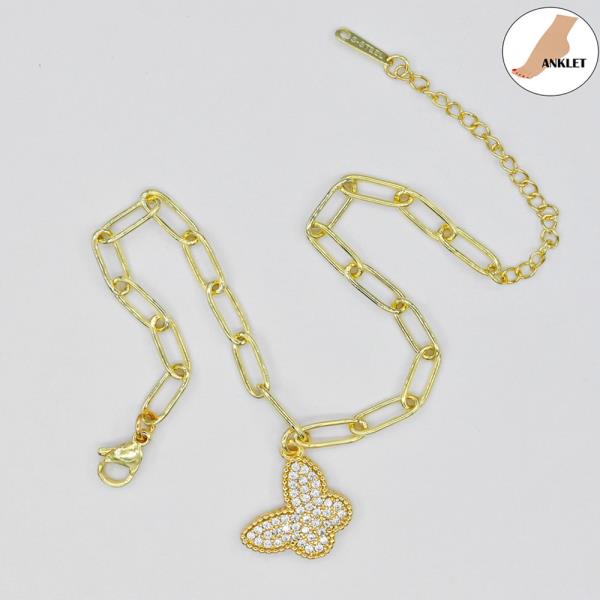 BUTTERFLY/S.STEEL CLIP CHAIN ANKLET