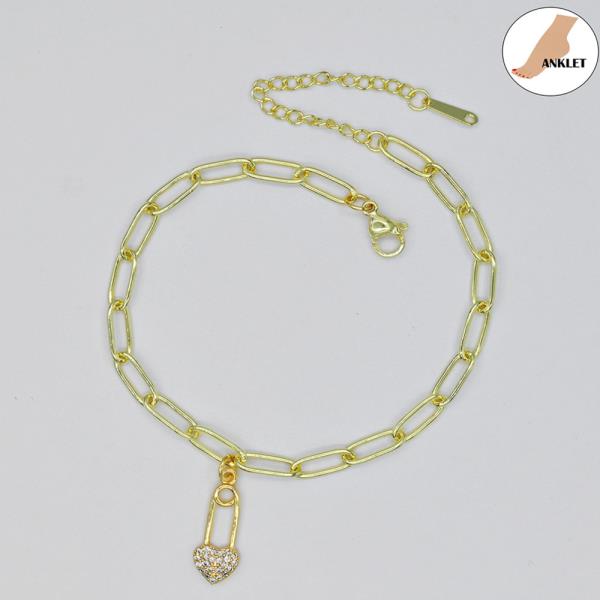 HEART PIN/S.STEEL CLIP CHAIN ANKLET