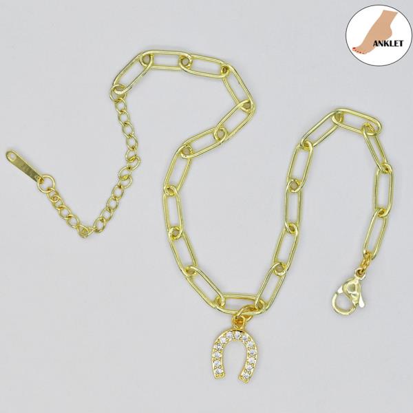 HORSE SHOE/S.STEEL CLIP CHAIN ANKLET