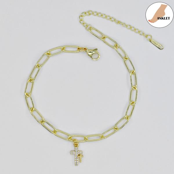 CROSS STAINLESS STEEL CHAIN CLIP ANKLET
