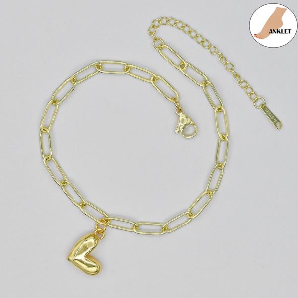 BUBBLE HEART STAINLESS STEEL CLIP CHAIN ANKLET