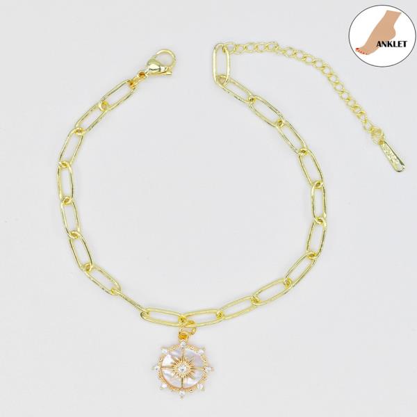SUNBURST/S.STEEL CLIP CHAIN ANKLET