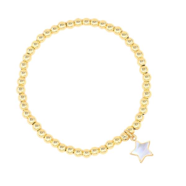MOP STAR STAINLESS STEEL BALL STRETCH BRACELET