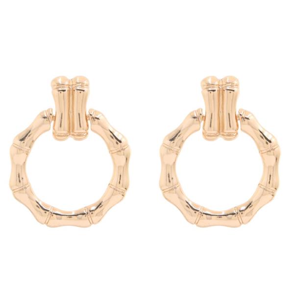 BAMBOO METAL ROUND DANGLE EARRING