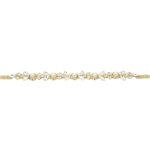 CRYSTAL STONE  ROUND STONE LEAF CHAIN BRACELET