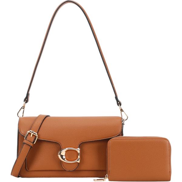 FAUX LEATHER SHOULDER CROSSBODY BAG WALLET SET