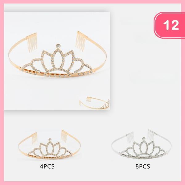 METAL RHINESTONE TIARA (12 UNITS)