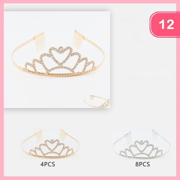 METAL RHINESTONE TIARA (12 UNITS)