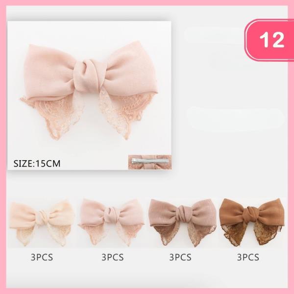FABRIC LACE HAIR BOW (12 UNITS)