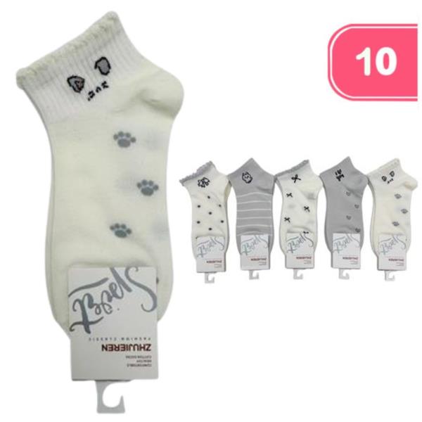 KITTEN POLKA DOT ANKLE SOCKS (10 UNITS)