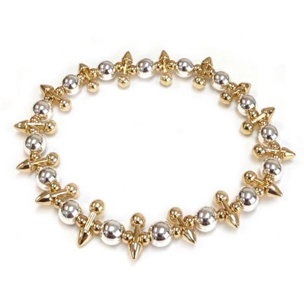 TWO TONE SPIKE BALL STRETCH BRACELET