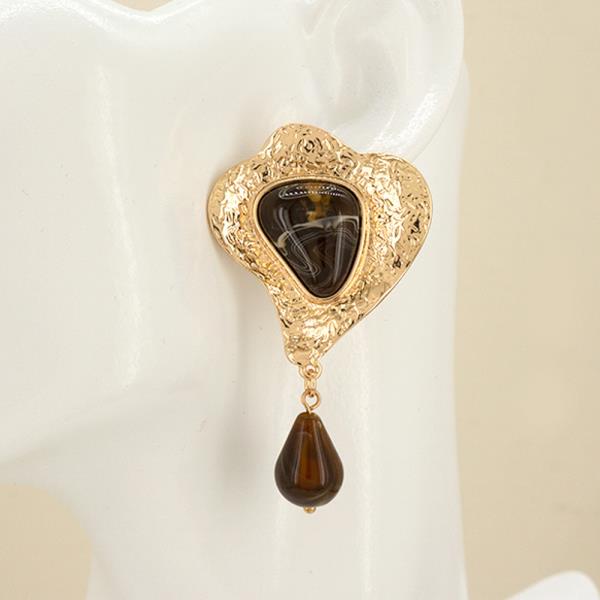 STONE TEARDROP DANGLE EARRING